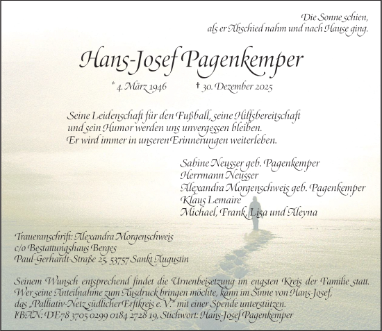 Anzeige von Hans-Josef Pagenkemper von General-Anzeiger Bonn