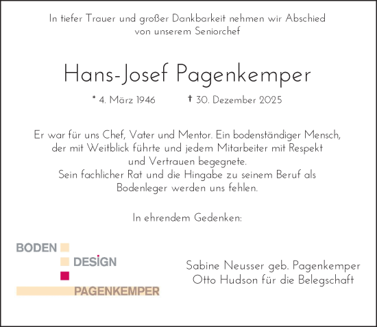 Anzeige von Hans-Josef Pagenkemper von General-Anzeiger Bonn