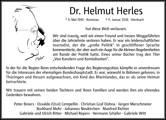 Anzeige von Helmut Herles von General-Anzeiger Bonn