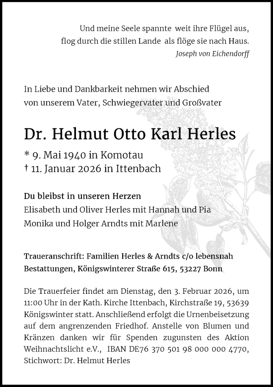 Anzeige von Helmut Herles von General-Anzeiger Bonn