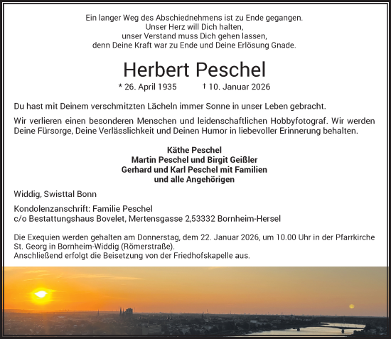 Anzeige von Herbert Peschel von General-Anzeiger Bonn