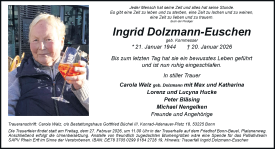 Anzeige von Ingrid Dolzmann-Euschen von General-Anzeiger Bonn