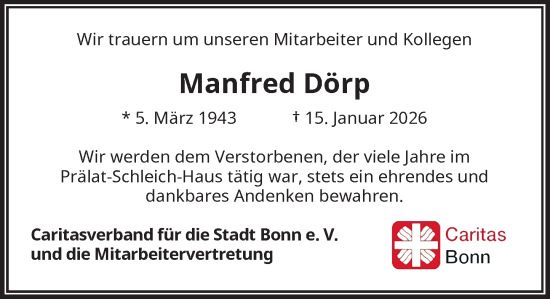 Anzeige von Manfred Dörp von General-Anzeiger Bonn