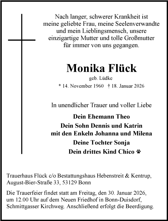 Anzeige von Monika Flück von General-Anzeiger Bonn
