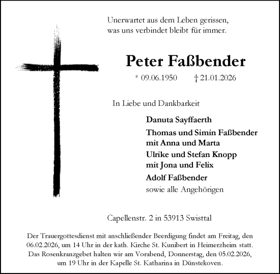 Anzeige von Peter Faßbender von General-Anzeiger Bonn