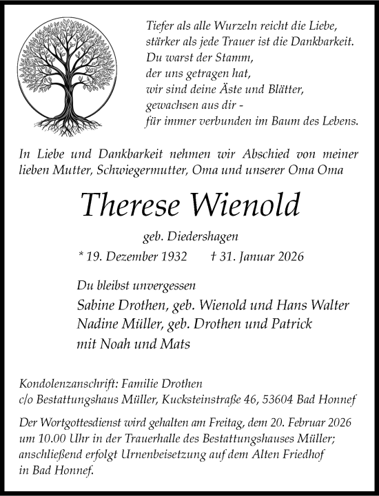 Anzeige von Therese Wienold von General-Anzeiger Bonn